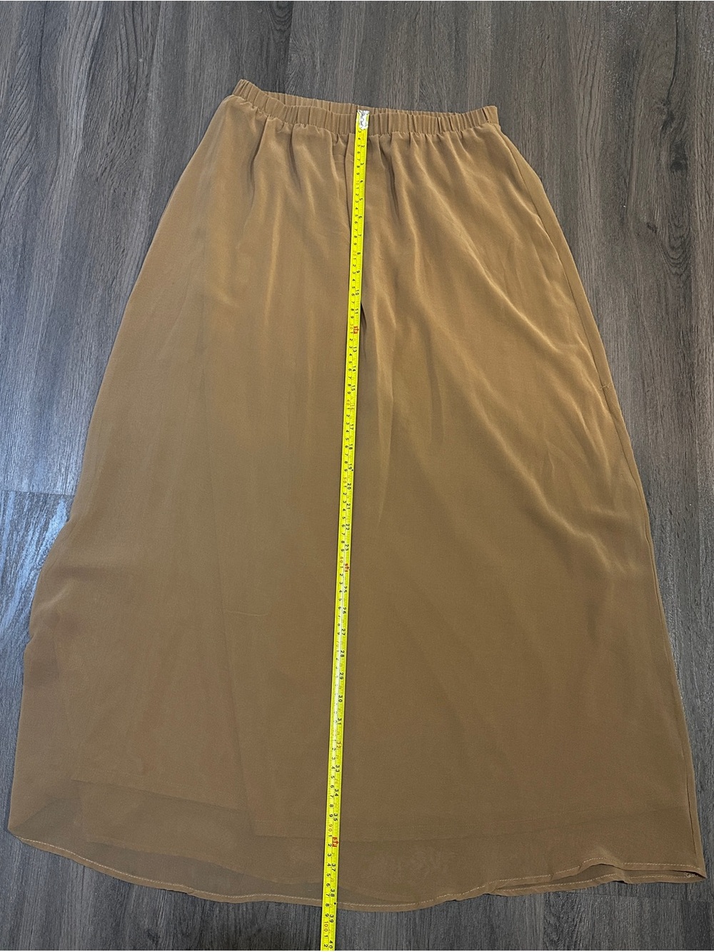 Boho Chiffon Maxi Skirt Women’s Medium Camel Brown Flowy Lined Elastic Waist - Picture 9 of 10